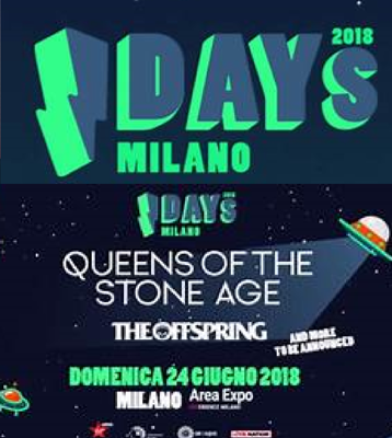 Days in Milano 2018 DAY'S IN MILANO 2018 21-24 juni 2018 Milan, Italië I-Days is a music festival held each year in Milan, Italy. Formerly known as Independent Days before shortening its name, the festival carefully curates a distinct lineup for each of its four separate days with huge names taking top billing and an undercard of exciting acts.  From its modern punk rock roots that have seen the likes of Blink-182, Sum 41, Green Day and NOFX play across the last two decades – to the indie, pop and dance music of more recent editions, the festival has something to offer all manner of music fans....More