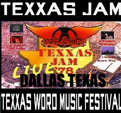 Texxas Jam 1987 #1  Texxas World Music Festival, commonly known as Texxas Jam was held from 1978 - 1988 in Dallas, Texas at the Cotton Bowl and at the Astrodome in Houston, Texas. Attendance ranged from 60,000 - 85,000 each year. I have often wondered why there never has been a book about Texxas Jam over the years. I personally attended seven of the eleven Texxas Jams and recently had the desire to put together a soft cover/hard cover compilation book (8 1/2 x 11) of photographs that I had taken along with four fellow photographers Freddy Salazar, Mike Joray, Michael Insuaste and Bruce Kessler. None of us had the opportunity to photograph every band at each Texxas Jam, so the compilation is incomplete. Nevertheless, we feel you will enjoy the 180 plus concert and backstage photographs.                               Photograph taken at Texxas Jam II, 1979 from the stage before Sammy Hagar's performance