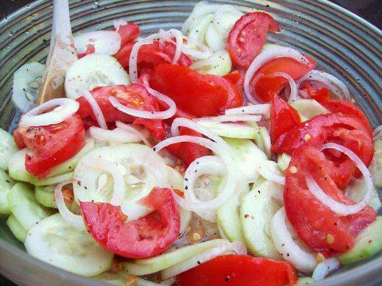 Cucumber Onions Tomatoes