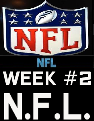 N.F.L. 2018 WEEK #2 NFL WEEK 2 BYE WEEK: NO TEAMS ON BYE FLEXIBLE SCHEDULING PROCEDURES     SHARE  PRINT GAME ACCESS:   THURSDAY, SEPTEMBER 13THVIEW FULL THURSDAY NIGHT FOOTBALL SCHEDULE »  8:20 PM ET RAVENSATBENGALS   SUNDAY, SEPTEMBER 16TH  1:00 PM ET PANTHERSATFALCONS    1:00 PM ET COLTSATREDSKINS    1:00 PM ET TEXANSATTITANS    1:00 PM ET EAGLESATBUCCANEERS    1:00 PM ET CHIEFSATSTEELERS    1:00 PM ET DOLPHINSATJETS    1:00 PM ET CHARGERSATBILLS    1:00 PM ET VIKINGSATPACKERS    1:00 PM ET BROWNSATSAINTS    4:05 PM ET LIONSAT49ERS    4:05 PM ET CARDINALSATRAMS    4:25 PM ET PATRIOTSATJAGUARS    4:25 PM ET RAIDERSATBRONCOS    8:20 PM ET GIANTSATCOWBOYS   MONDAY, SEPTEMBER 17TH  8:15 PM ET SEAHAWKSATBEARS