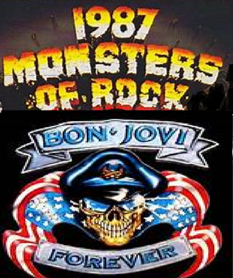 BON JOVI MONSTERS OF ROCK 1987 AUG 22 1987 Bon Jovi Setlist at Donington Park, Castle Donington, England   Tour: Slippery When Wet Tour statistics Add setlist  Setlist SHARE SETLIST     Pink Flamingos Play Video Raise Your Hands Play Video I'd Die for You Play Video Tokyo Road Play Video You Give Love a Bad Name Play Video Wild in the Streets Play Video Not Fade Away (The Crickets cover) Play Video Never Say Goodbye Play Video Livin' on a Prayer Play Video Let It Rock (including "We Will Rock You") Play Video Guitar Solo ("Close Encounters Of The… more ) Play Video Drum Solo ("The Hit") Play Video Get Ready Play Video Runaway Play Video  Encore: Wanted Dead or Alive Play Video Drift Away (Dobie Gray cover) Play Video Travelin' Band (Creedence Clearwater Revival cover) (With Paul Stanley, Bruce… more ) Play Video We're an American Band (Grand Funk Railroad cover) (With Paul Stanley, Bruce… more )